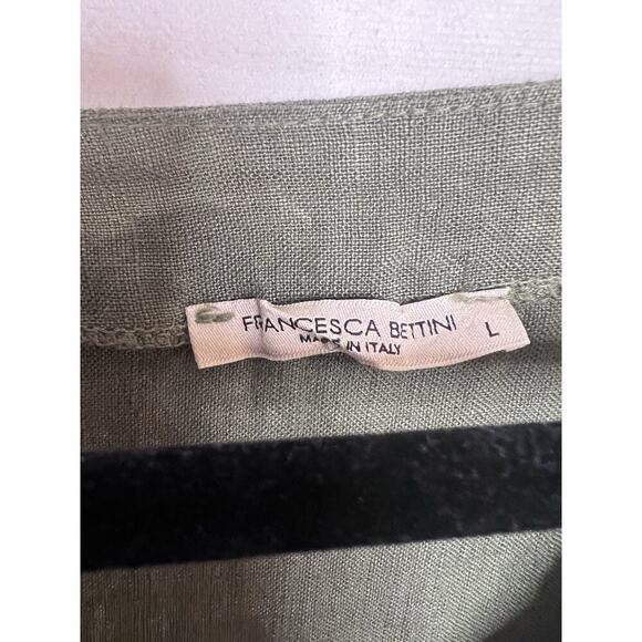 Francesca Bettini Army Green Linen Dress Size LG - Picture 3 of 6